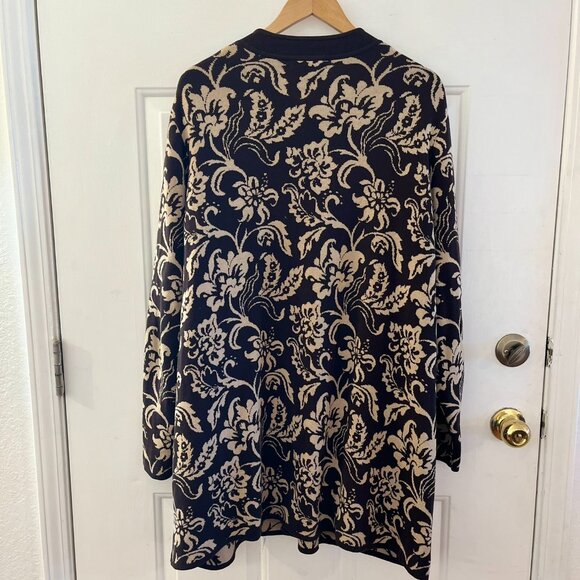 Lands' End Woman's Brown Floral Print Plus-Size Cotton Long line Sweater Sz 3x - Picture 6 of 9